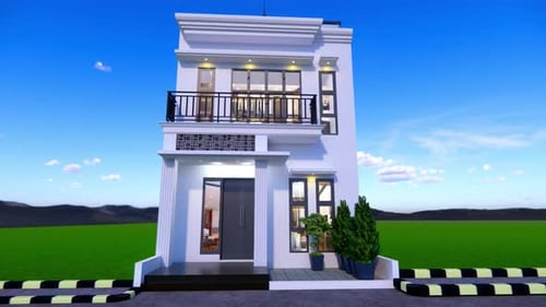 Pure Vertical Minimalist 3D ArchViz - Narrow Lot Modern Home