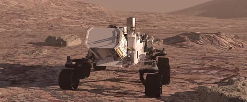 3D Animation of Mars Rover Deploying Instruments on Martian Surface