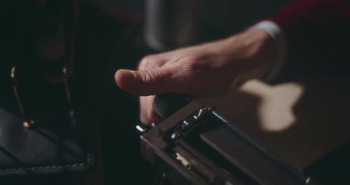 Rolling the Platen on Vintage Typewriter