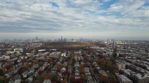 Beautiful Drone View of Sprawling Forest with Fiery Autumn Fall Foliage