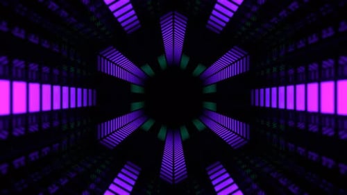Purple And Turquoise Retro Futuristic Light Tunnel Background Vj Loop In 4K