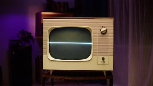 Retro Television Set Showing Static