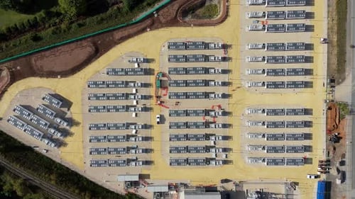 Aerial View of Construction Site with Prefabricated Units