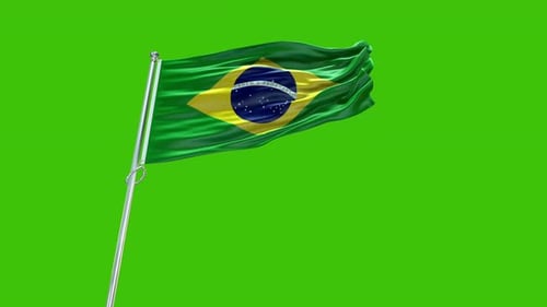 Realistic Brazilian Flag Waving on Green Screen
