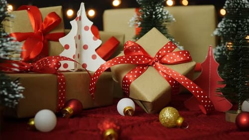 Festive Christmas Wrapped Gifts with Trees