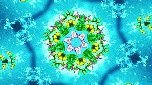 Snowflake kaleidoscope pattern, twinkling ray star. Background for screen and installation. Endless