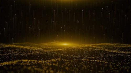 Golden Particle Wave Data Stream Abstract Background Loop