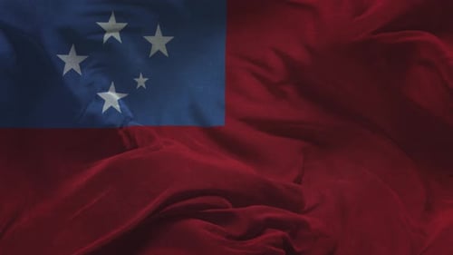 Samoa Flag Slow Motion Cloth Animation -3D Rendering