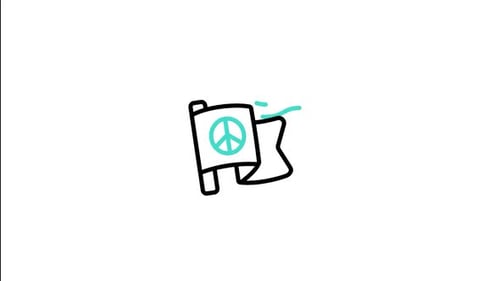 Animated Hand-Drawn Peace Sign Flag Line Art Reveal
