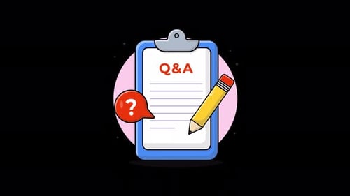 Flat Design Q&A Clipboard with Writing Pencil Animation