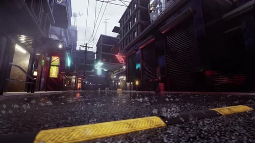 Serene Rainfall In A Cyberpunk City Alley 4 K