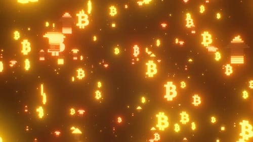 Rising Bitcoin BTC Logos And Golden Arrows Pump Upward Market Rally - 4K