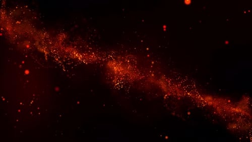 Glowing Orange Red Abstract Particle Flow Background