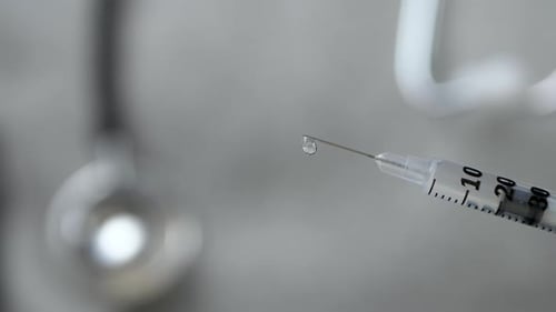 Filled Medical Syringe with Vaccine Solution