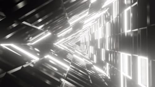 White Neon Triangle Tunnel Vj Loop Background
