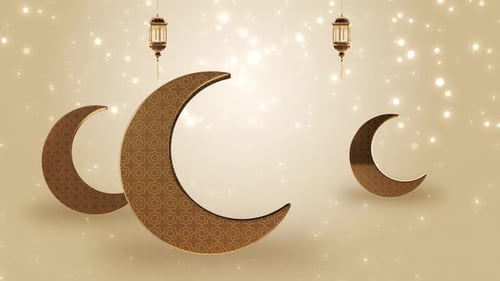Islamic Design Concept with Hanging Ramadan Candle or Lantern and Mosque