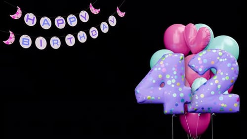 Animated Happy Birthday Celebration Banner and 3D Balloons