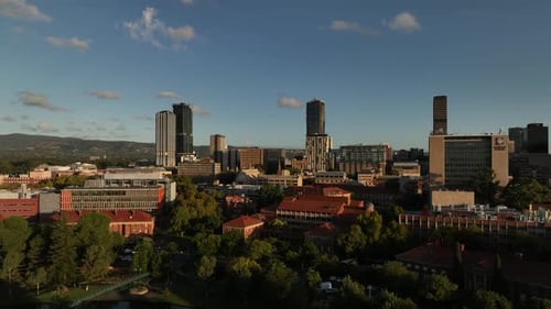 4k Drone Adelaide city sunset Australia