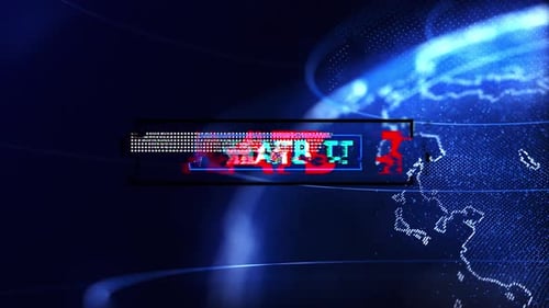 Glitch Text Reveal with Digital Globe Background