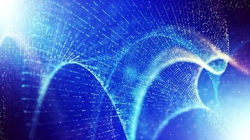 Abstract Blue Digital Particle Waves Background Animation Loop