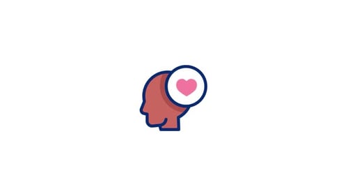 Animated Head Icon with Shattered Heart Thought
