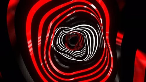Red And White Ribbon Waves Background Vj Loop In 4K