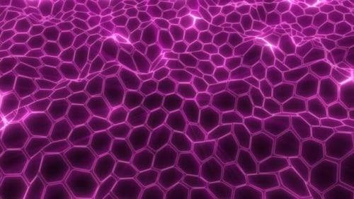 Futuristic Pink Neon Hexagonal Grid Wave Background