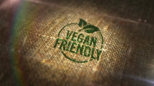 Vegan friendly sign stamp on linen sack