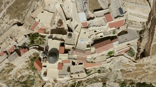Mar Saba Greek Orthodox Monastery in Israel Judaean Desert, Aerial view