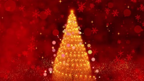 Golden Sparkling Christmas Tree Particle Animation