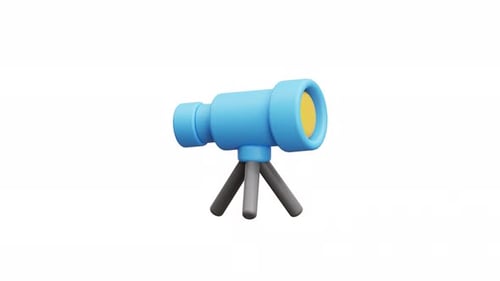 3D-Animations-Karikatur-Teleskop mit Sternen