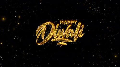 Golden Diwali Greetings Wishes Diya Lamp Diwali Fireworks and Rangoli and Twinkling Particles
