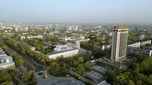 Aerial view of Kazakhstan hotel in Almaty city