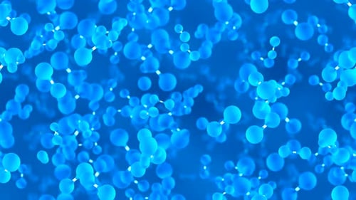 Hydrogen Molecule atom nano LOOP TILE background soup stylised. This animation of H2 molecules or at