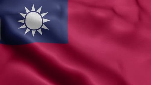 Taiwan National Flag Waving Seamless Loop