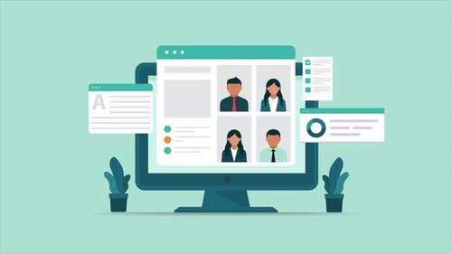 Home Office Remote Work Flat 2D Animation Scene