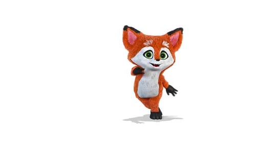 Little Fox tanzender Hip-Hop-Tanz auf weißem Hintergrund