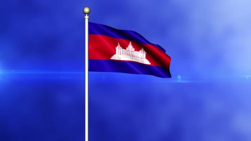 Cambodian National Flag Waving Animation Loop