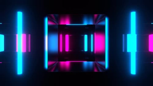 Cyan And Pink Strobes Through Square In Tunnel Background Vj Loop In 4K