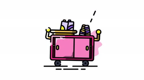 Animated Design Cart with Art Supplies Illustration