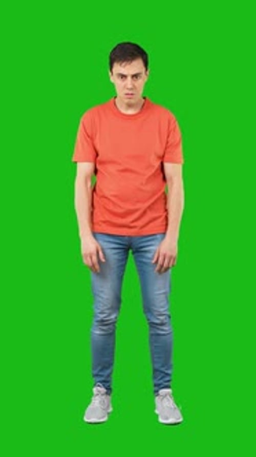 Shocked Man in Light Studio Chroma Key
