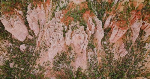 Slow descending over the tremendous rocks of Bryce Canyons in Utah, United States.
