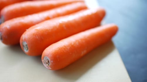Fresh Orange Carrots Lined Up Close Up