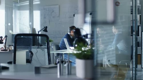 Morning Meeting of Design Engineers. Exchange of Ideas and Plans is Happening. Office Looks Bright