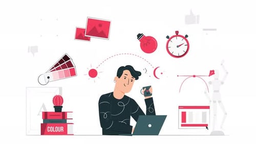 man worked as graphic designer, video editor, video editor, 4k animation