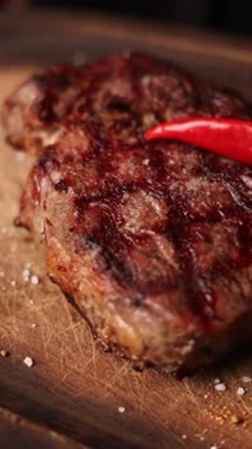 Delicious steak close-up in a restaurant