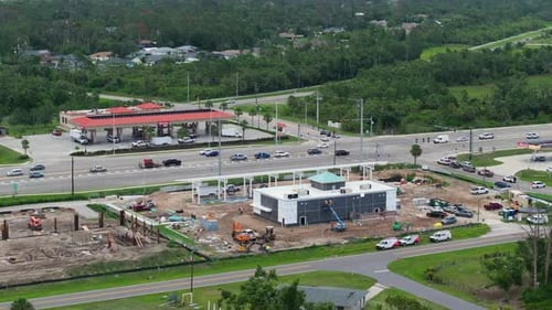 Construction Site of New Gas Station on Roadside in Florida Rural Area