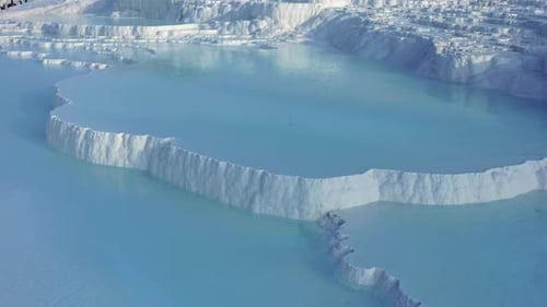 Natural travertine pools and terraces in Pamukkale.
Detail of travertine terraces . Amazing close u