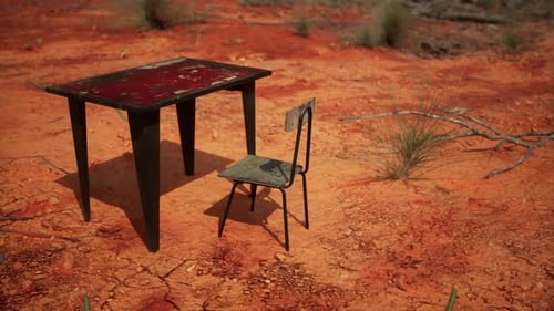 Old Ruster Metal Table in Desert