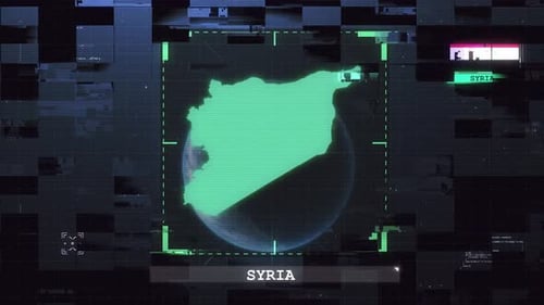 Flagge und Karte von Syrien Glitch Hud 4K